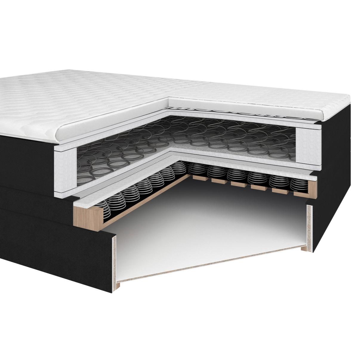 Boxspringová posteľ ARIA 180x200, sivá - čierna/sivá, Modern, drevo/textil (180/200cm) - Bessagi Home