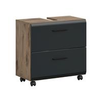 Waschbeckenunterschrank Ice Schwarz/Eiche Dekor B: 60cm - Eiche dunkel/Schwarz, Trend, Holzwerkstoff (60/58/30cm) - MID.YOU