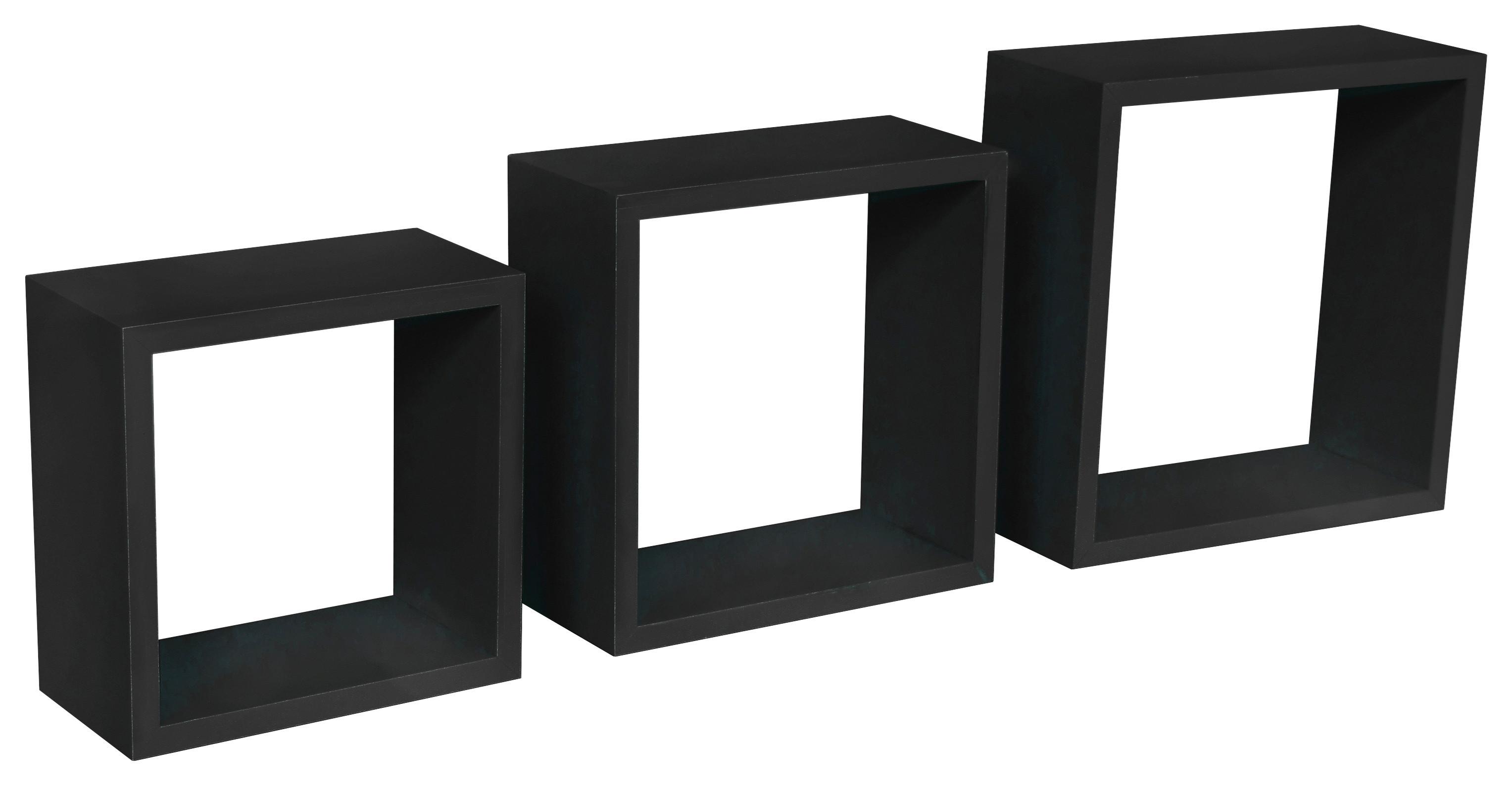 Regál Nástěnný Simple 3 - černá, Moderní, kompozitní dřevo/plast (30-27-24/30-27-24/12cm)
