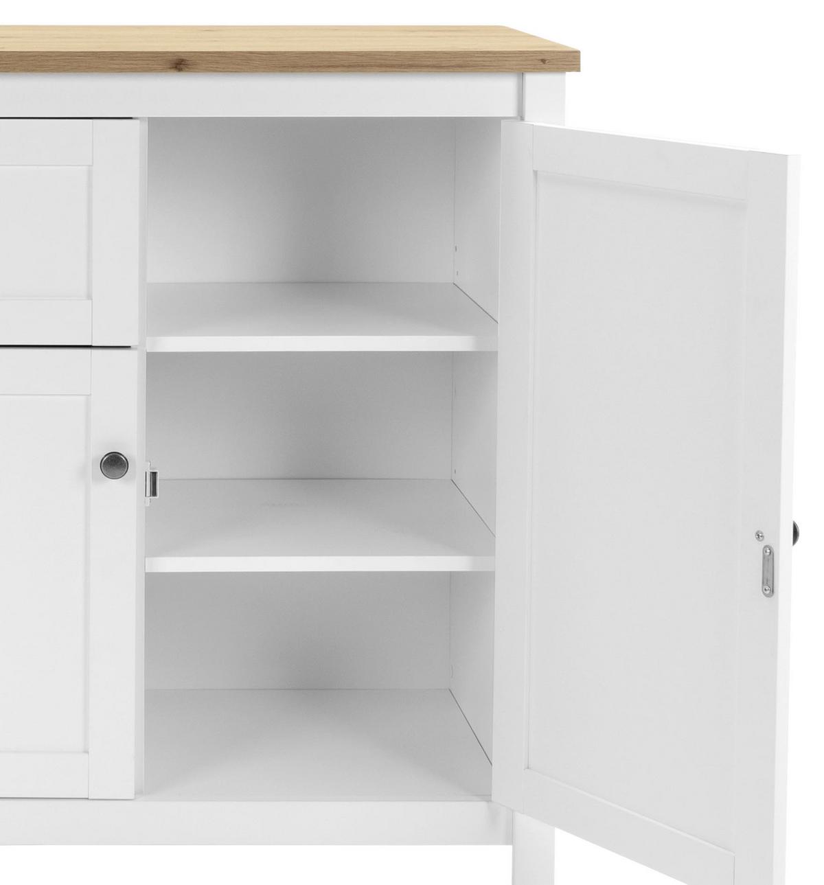 Sideboard Dekor Mit 3 Türen 120 cm Bergen 57 Weiß/ Eiche - Eichefarben/Weiß, KONVENTIONELL, Holzwerkstoff (120/90/40cm) - MID.YOU