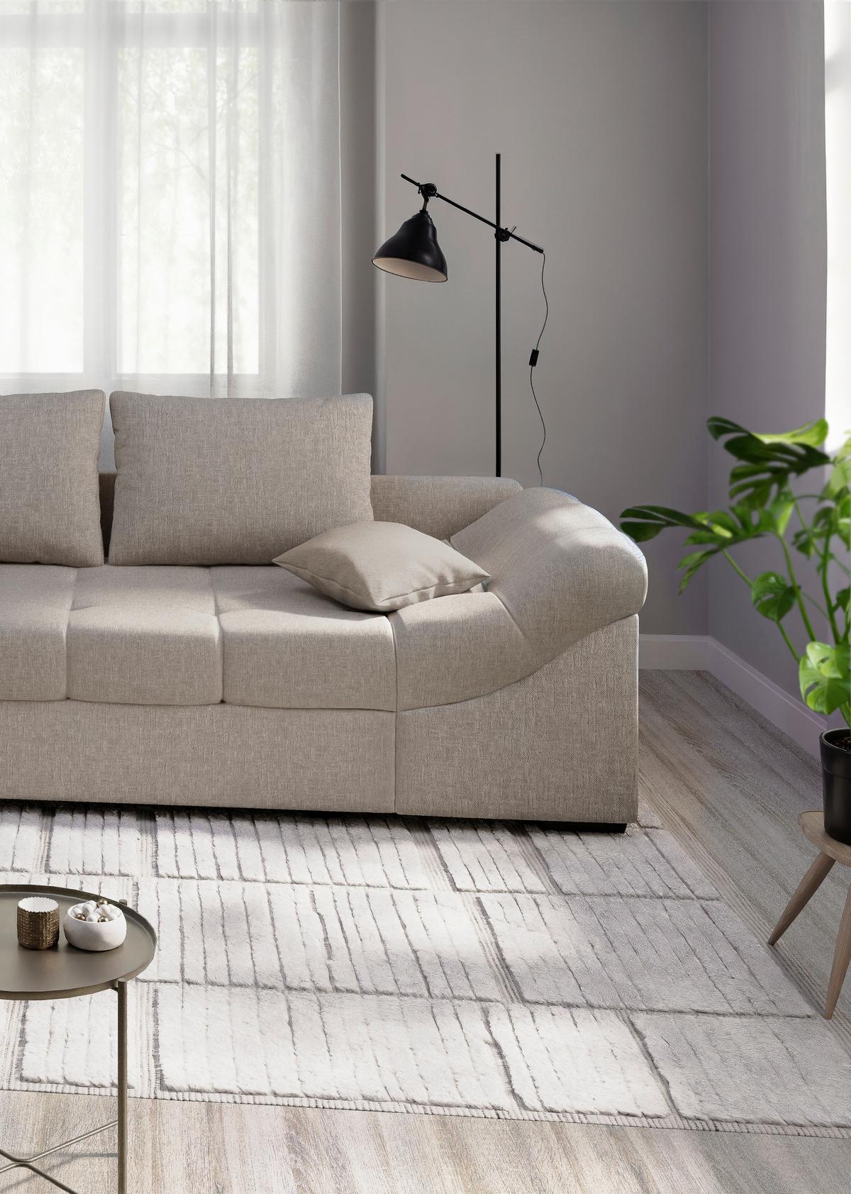 Eckschlafsofa Alvito Taupe S: 202x298 Cm - Taupe/Schwarz, MODERN, Textil (202/298cm) - MID.YOU