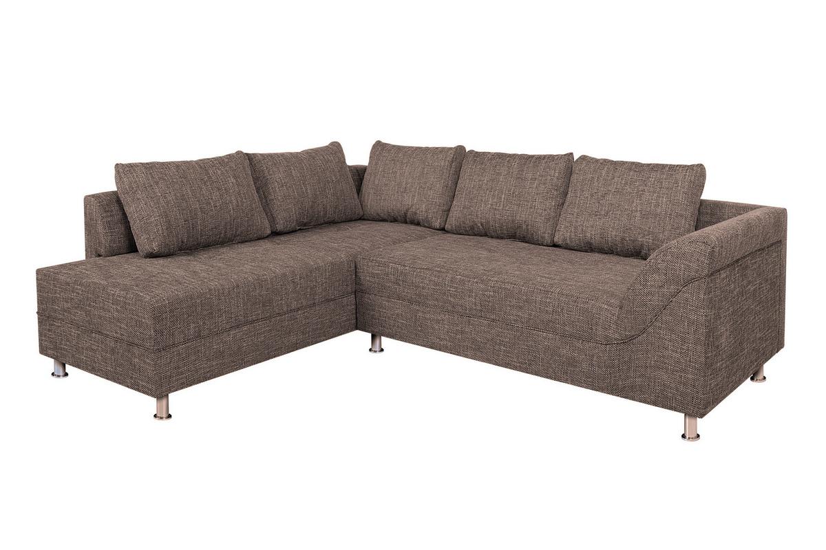 Ecksofa Bern Cappuccino 200x267 Cm - Chromfarben/Schwarz, Design, Holzwerkstoff/Textil (200/267cm) - P & B