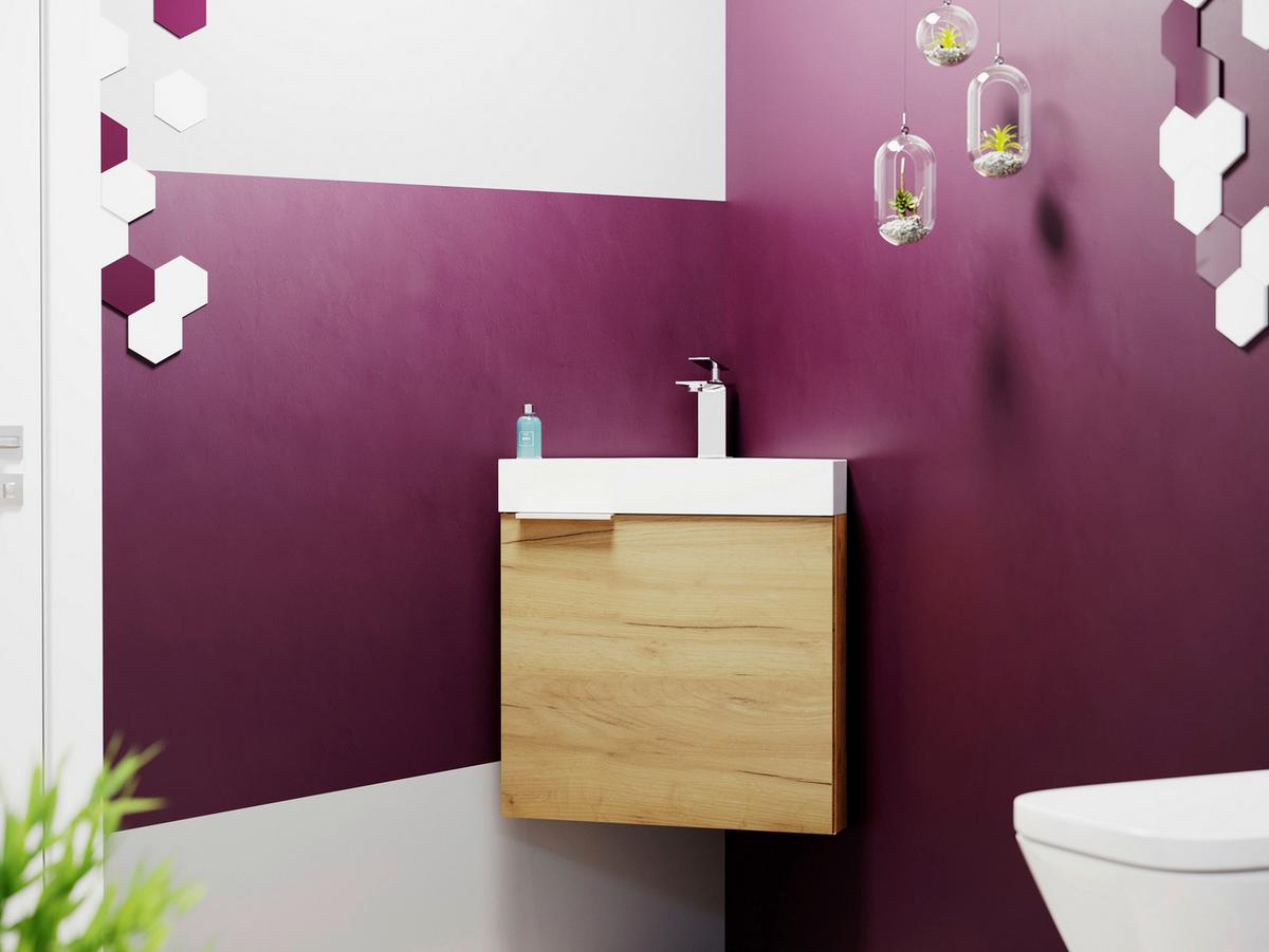 Gästebad Delta Eiche Dekor B: 52,3 cm - Eichefarben, MODERN, Holzwerkstoff/Stein (52,3cm) - MID.YOU