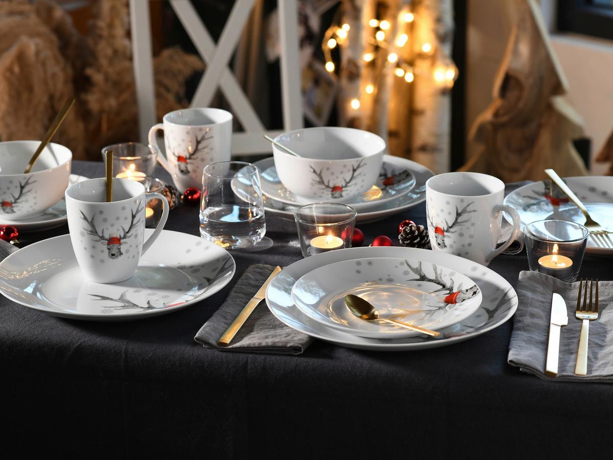 Kombiservice Luna Hirsch 18--Teilig. Weiß - Weiß, Basics, Keramik - Creatable