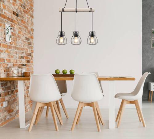 Hängeleuchte 15326-3h - Schwarz/Naturfarben, KONVENTIONELL, Holz/Metall (50/14/140cm) - Globo