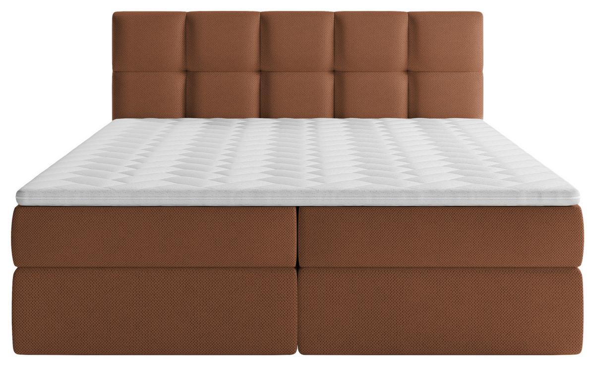 Boxspringbett Mit Topper + Bettkasten 160x200 Cm Lorie Ii - Rostfarben/Schwarz, MODERN, Holz/Holzwerkstoff (160/200cm) - MID.YOU
