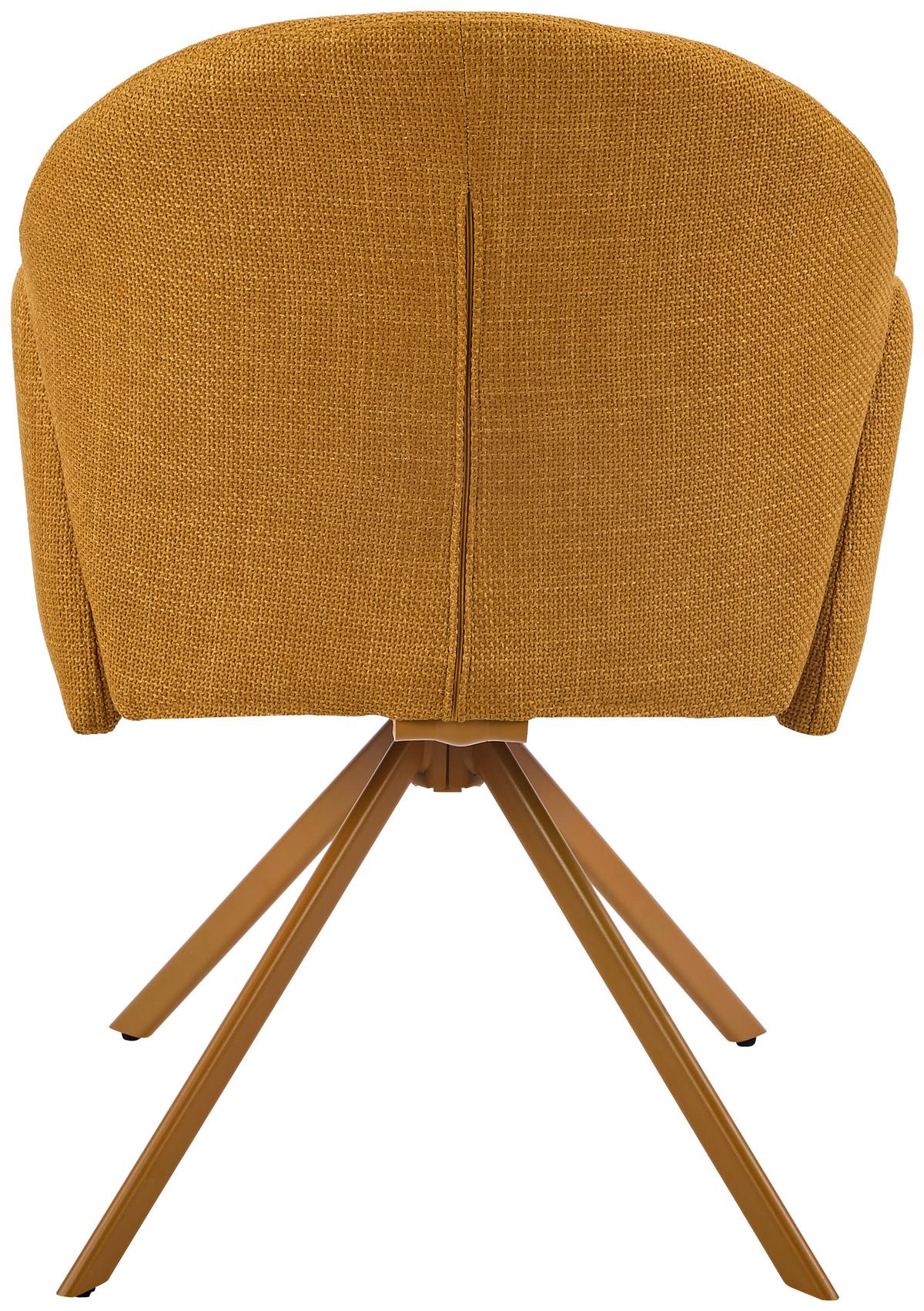 Armlehnstuhl Holly drehbar Webstoff Curry, B: 56,5 cm - Currygelb, MODERN, Textil/Metall (56,5/61/84cm)