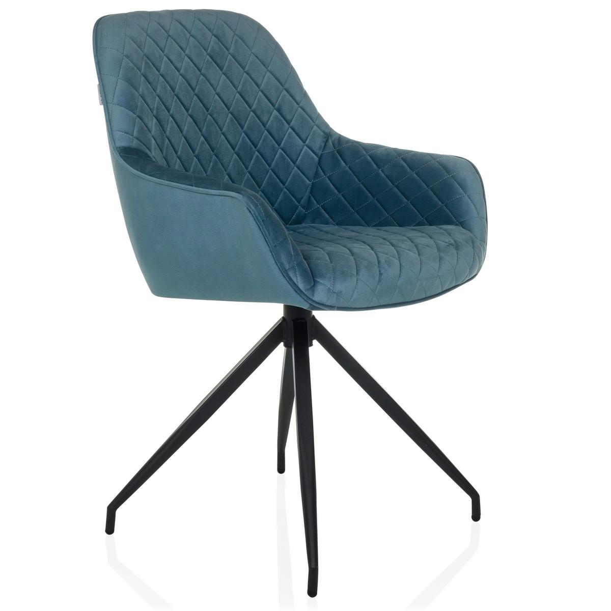 Armlehnstuhl Elverum Blaugrau B: 58 Cm - Blaugrau/Schwarz, MODERN, Textil/Metall (58/87/57cm) - MID.YOU