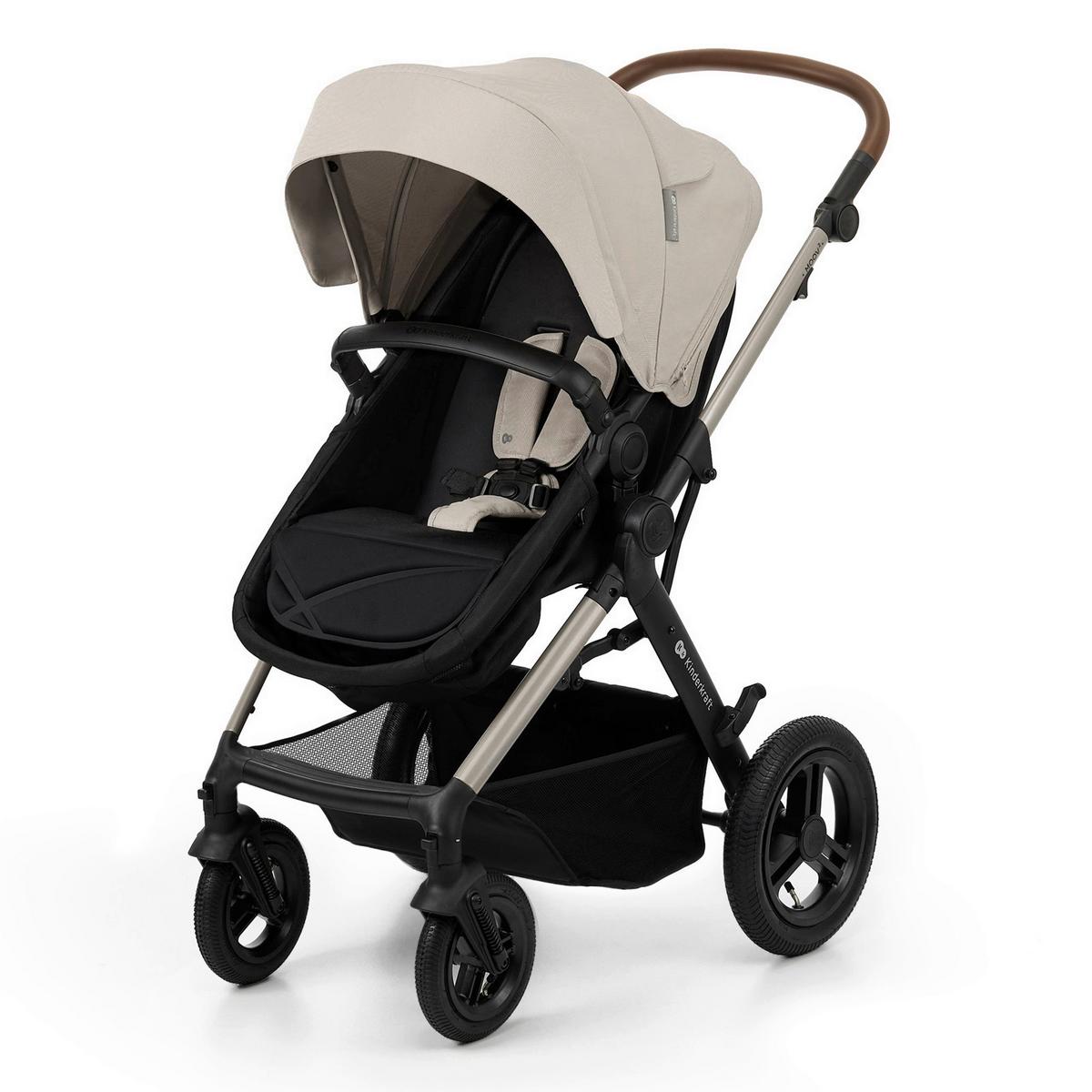 Kinderwagenset schwarz/grau 7 tlg. - Greige/Goldfarben, Basics, Textil/Metall (86,5/86,5/106cm) - Kinderkraft