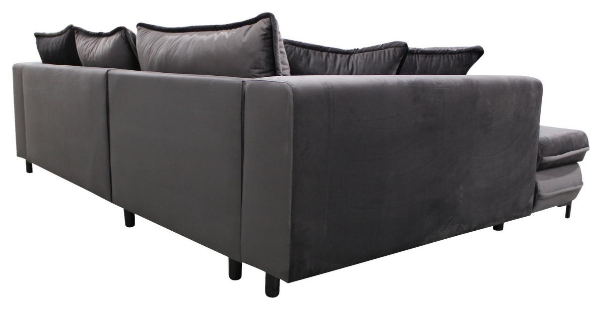 Ecksofa Mit Schlaffunktion Bello Mit Kissen Grau - Schwarz/Grau, Design, Textil (187/277cm) - Livetastic
