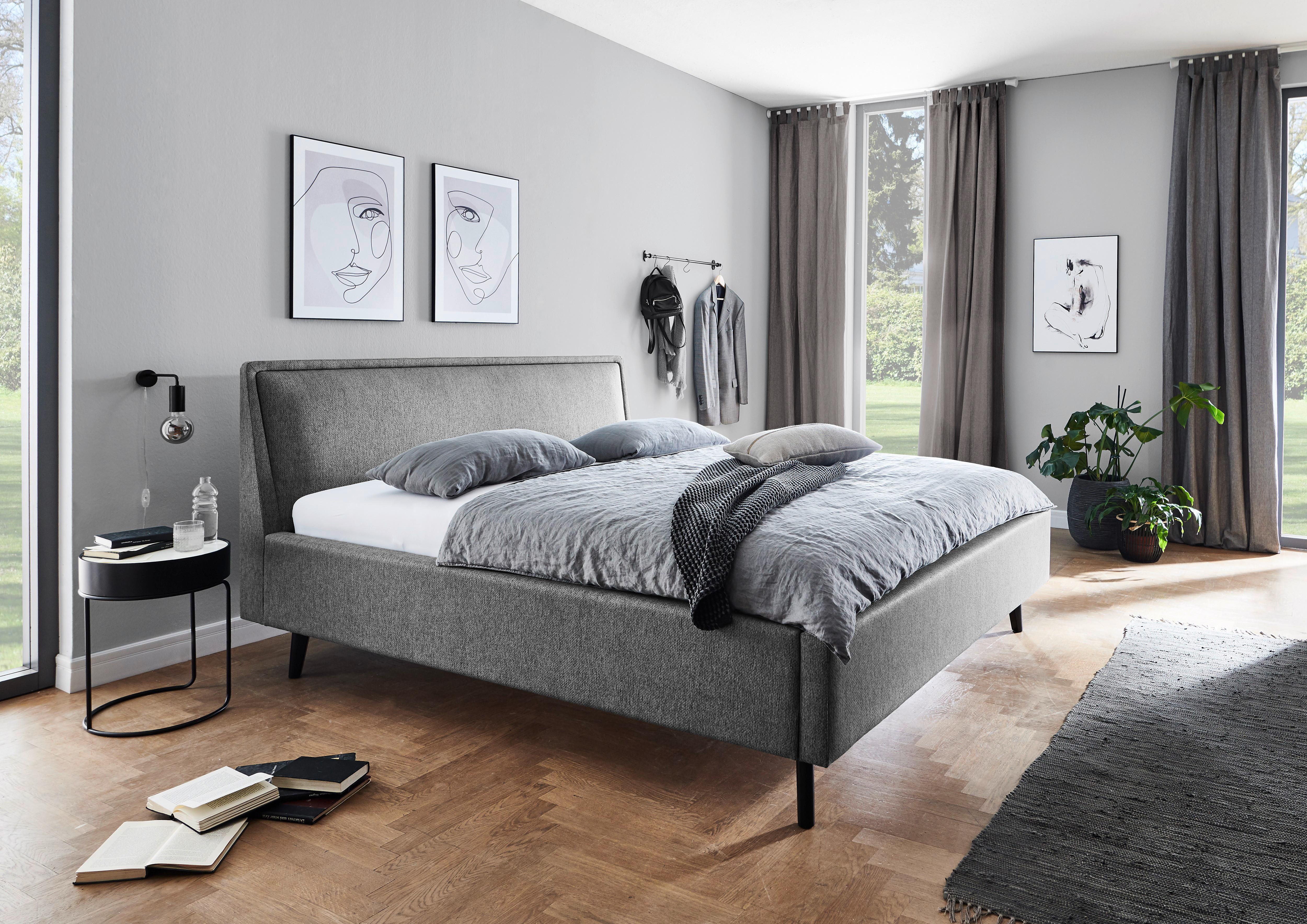 Polsterbett Frieda 140x200cm Grau, inkl. Bettkasten - Schwarz/Grau, KONVENTIONELL, Holz/Textil (140/200cm) - Livetastic