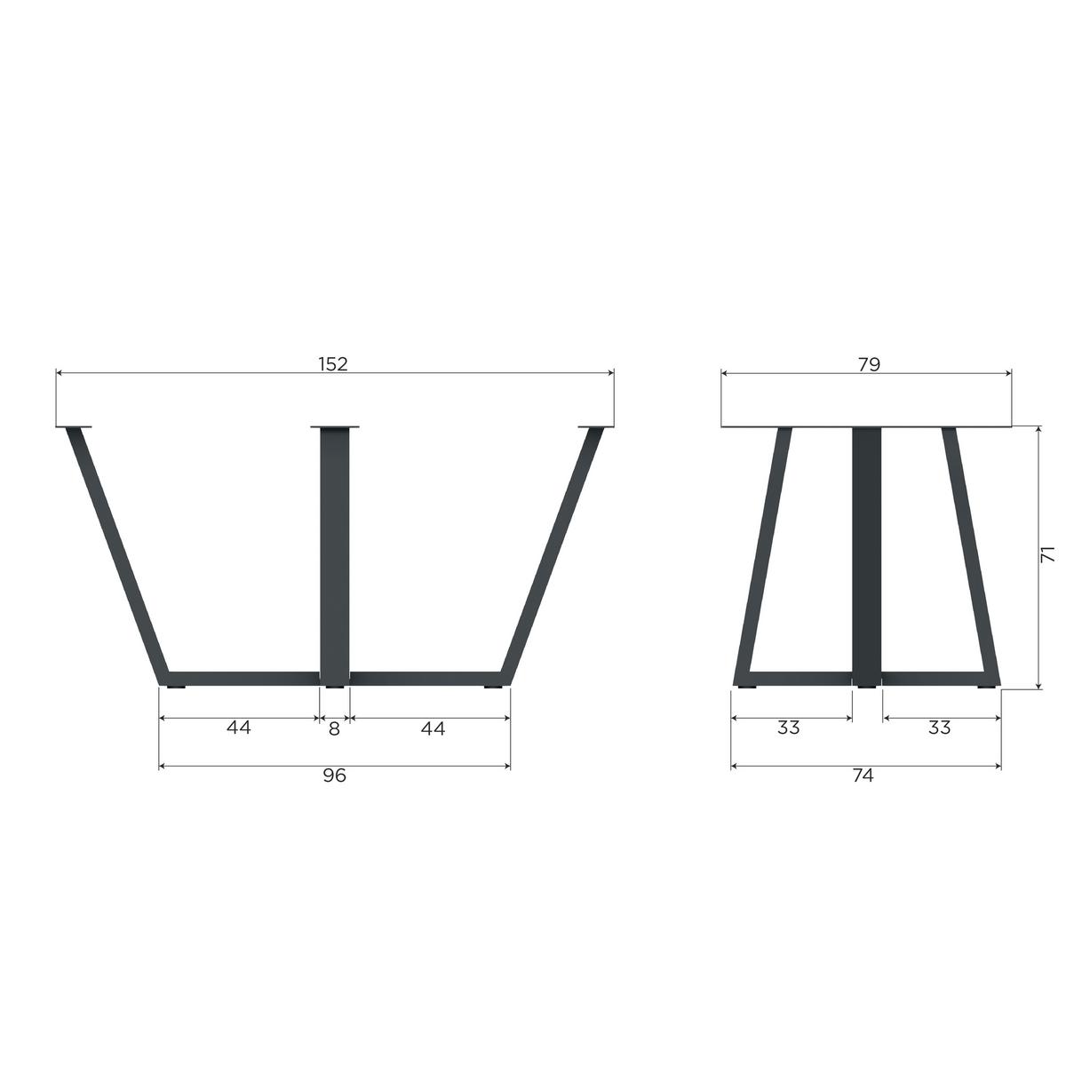 TISCHGESTELL Tablo Schwarz B: 147cm - Schwarz, MODERN, Metall (147/73/71cm) - Livetastic