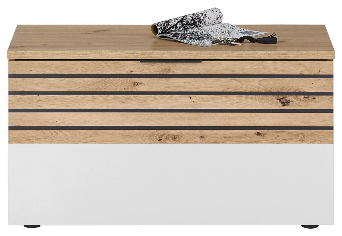 Garderobenbank Milan BxHxT: 85x48x38 cm Eiche Dekor - Dunkelgrau/Silberfarben, Design, Holzwerkstoff (85/48/38cm) - MID.YOU