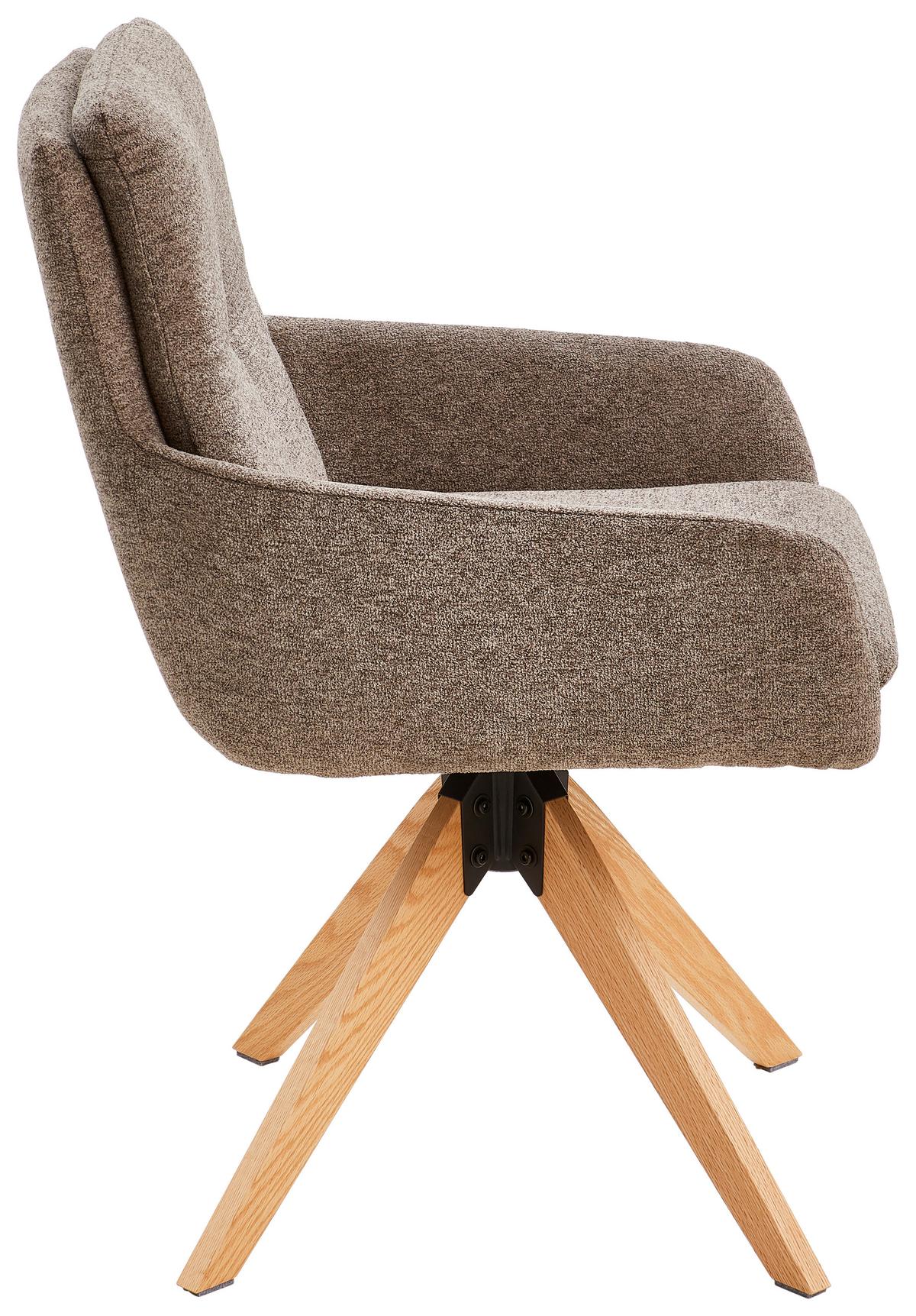 Armlehnstuhl Slide Braun B: 58 cm - Eichefarben/Braun, MODERN, Holz/Textil (58/91/63,5cm) - Livetastic