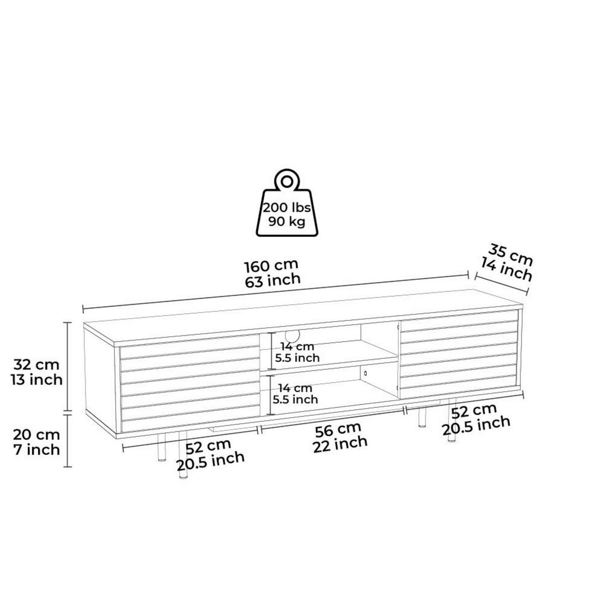 Lowboard Apollo TV-Schrank - Walnussfarben/Schwarz, Design, Holzwerkstoff (160/50,5/35cm) - Livetastic