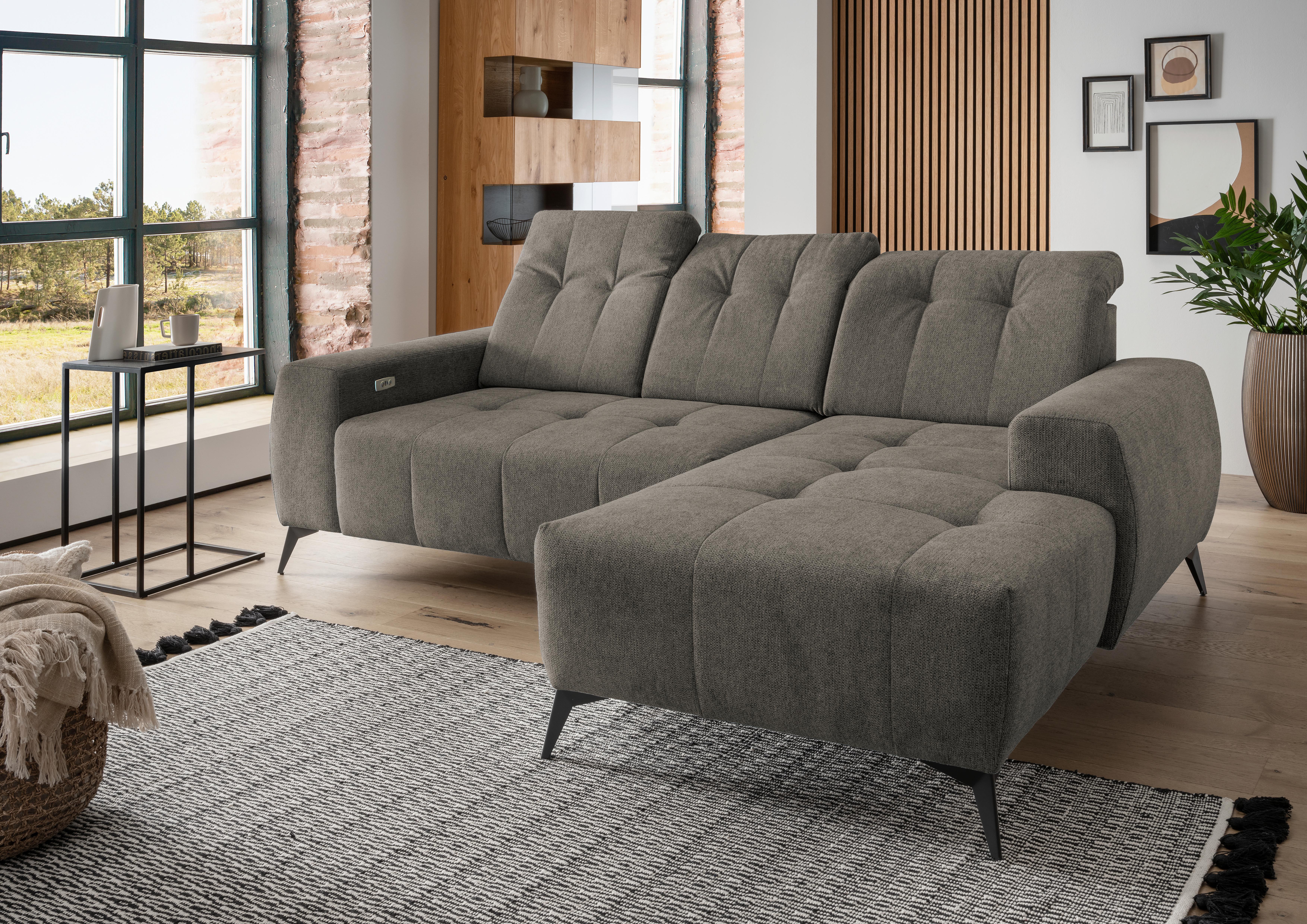 Ecksofa Mit Usb Anschluss Sano, Graubraun,s: 258x180 Cm - Graubraun/Schwarz, MODERN, Textil (258/180cm) - Livetastic