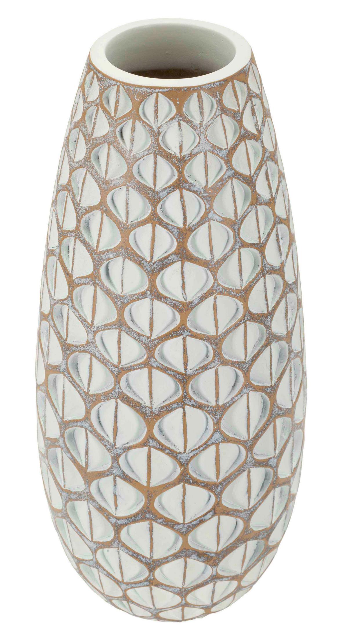 Vase Resin Tibet Weiß B: 20 Cm - Weiß, Basics, Kunststoff (20/45,5/20cm)