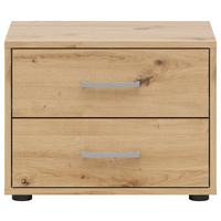 Nachtkästchen Smart Ii Eiche Dekor, 2 Laden, B: 50cm - Silberfarben/Weiß, KONVENTIONELL, Holzwerkstoff (50/37,7/35cm)