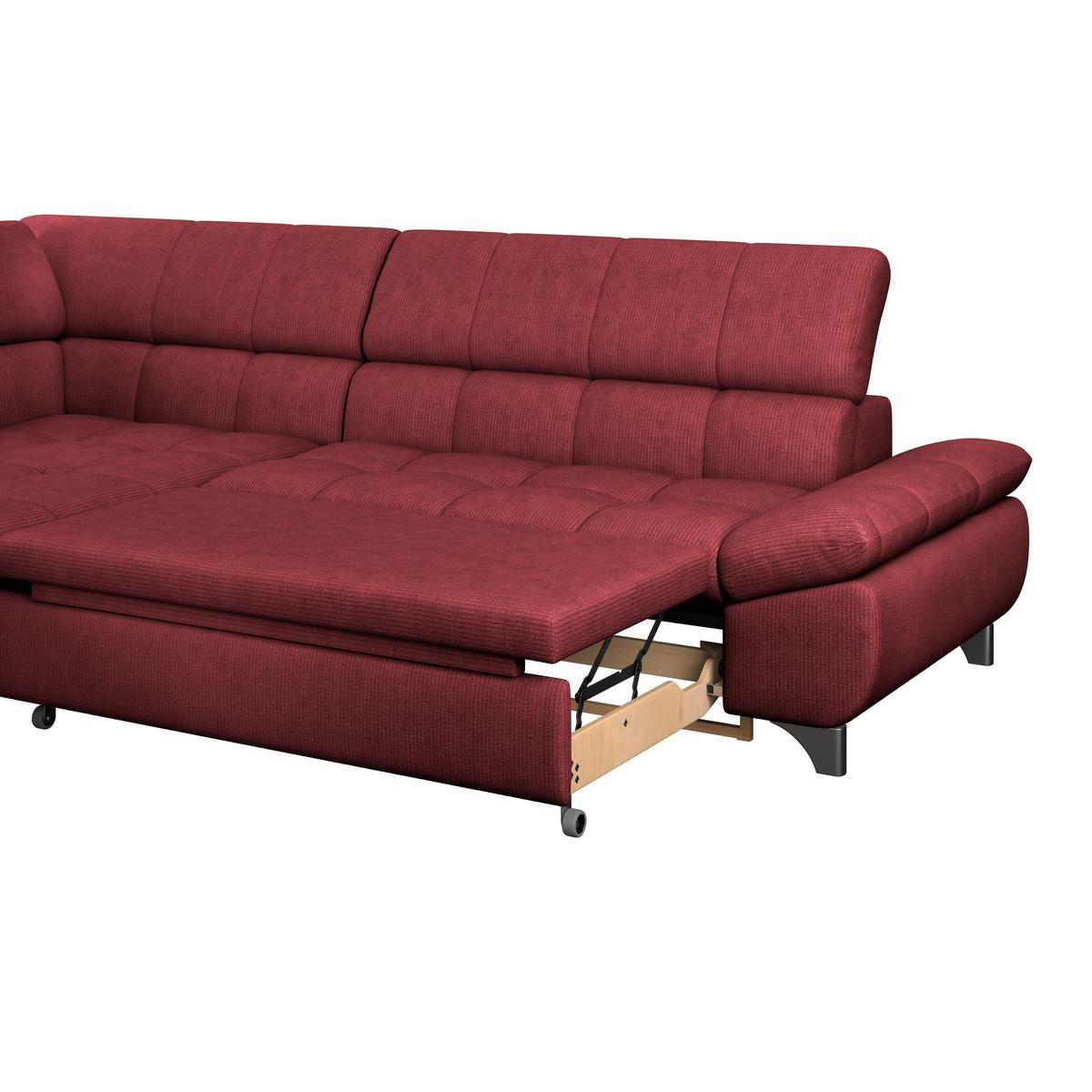 Rohová sedačka GEMINI, ľavá, bordová ženilka - bordová/chrómová, Konventionell, kov/textil (234/312cm)