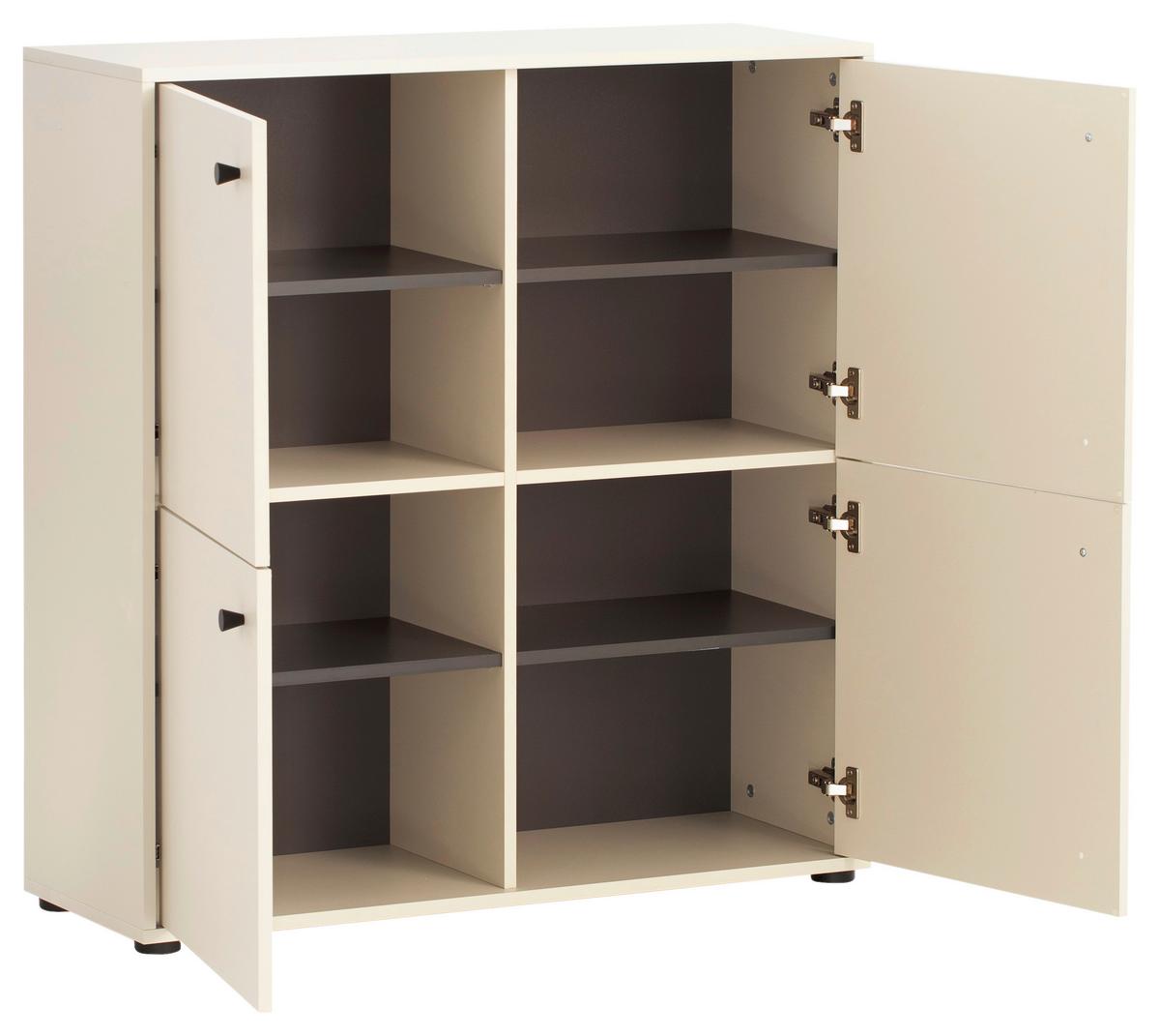 Highboard Lovund, Beige B: 98,01 Cm - Beige/Schwarz, Design, Holzwerkstoff (98,1/101,9/33,05cm) - MID.YOU