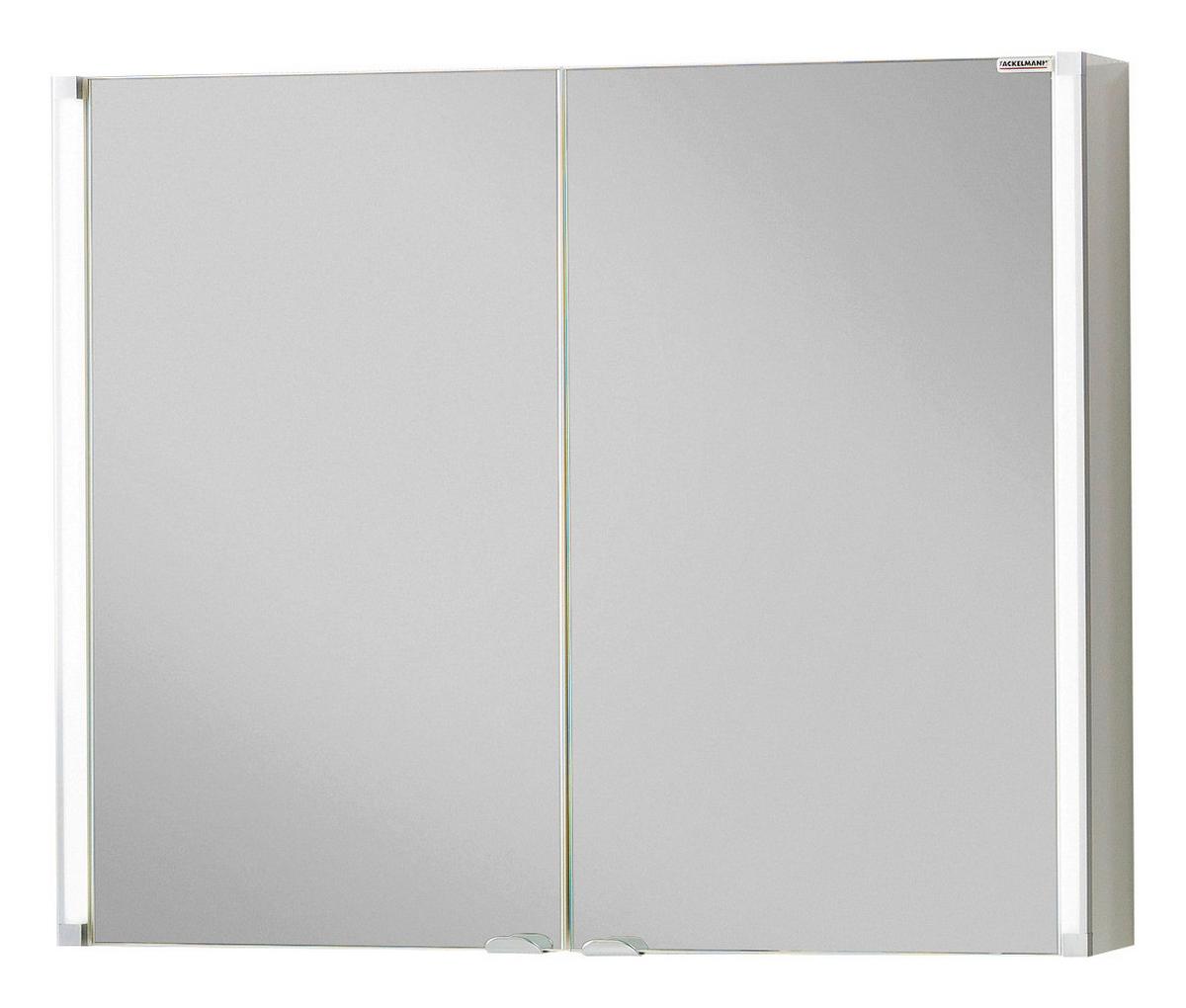 Spiegelschrank LED-Line 2-türig BHT: 81x67x16,5 cm - Weiß, MODERN, Glas/Holzwerkstoff (81/67/16,5cm) - MID.YOU