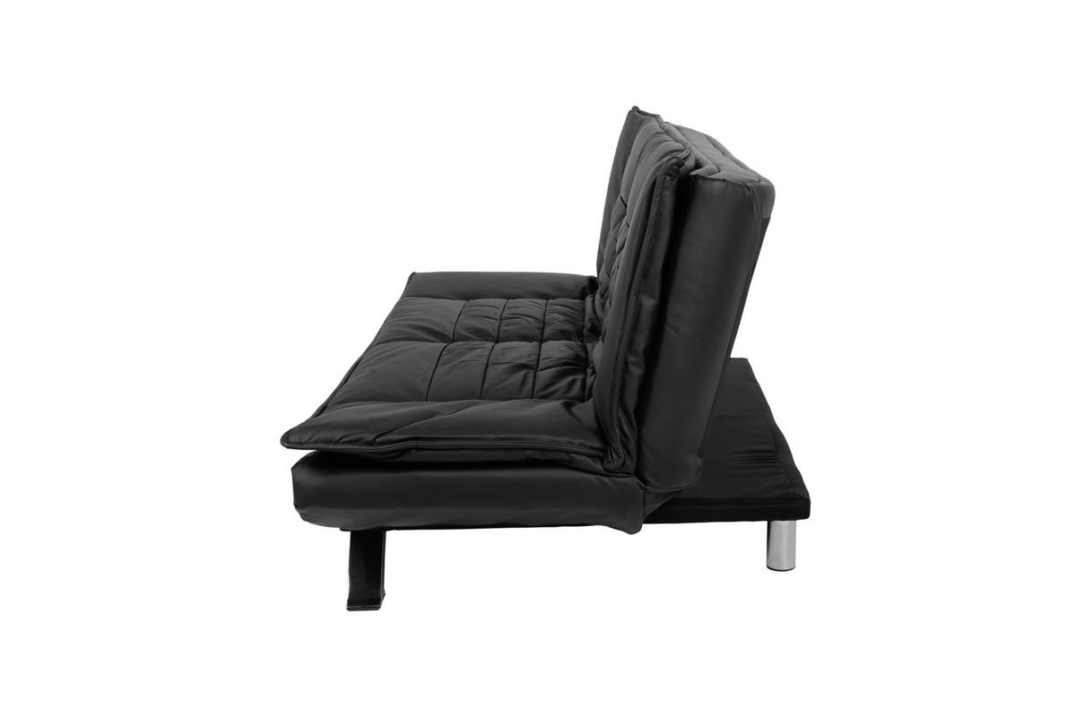 2-sitzer-sofa Mit Schlaffunktion Faith Schwarz - Chromfarben/Schwarz, Design, Textil (196/91/98cm) - MID.YOU
