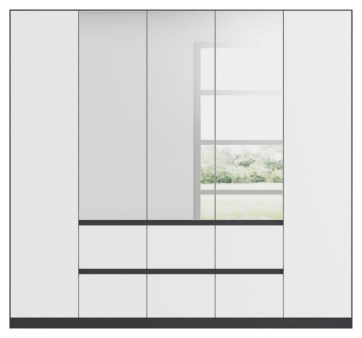 Drehtürenschrank Mainz Grau/Weiß B: 226 cm - Silberfarben/Weiß, Basics, Holzwerkstoff (226/210/54cm) - Rauch Möbel