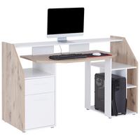 Gamer Asztal Alex - tölgyfa színű/fehér, Konventionell, műanyag/faalapú anyag (160/95/67cm)
