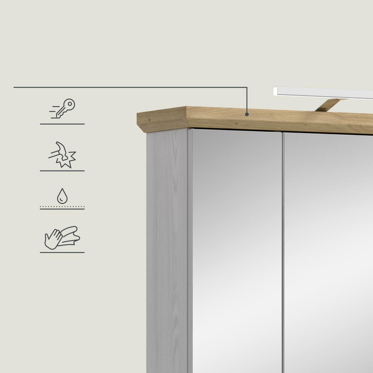 Spiegelschrank Verona Lärchefarben B: 69cm - Lärchefarben, Trend, Glas/Holzwerkstoff (69/71/21cm) - MID.YOU