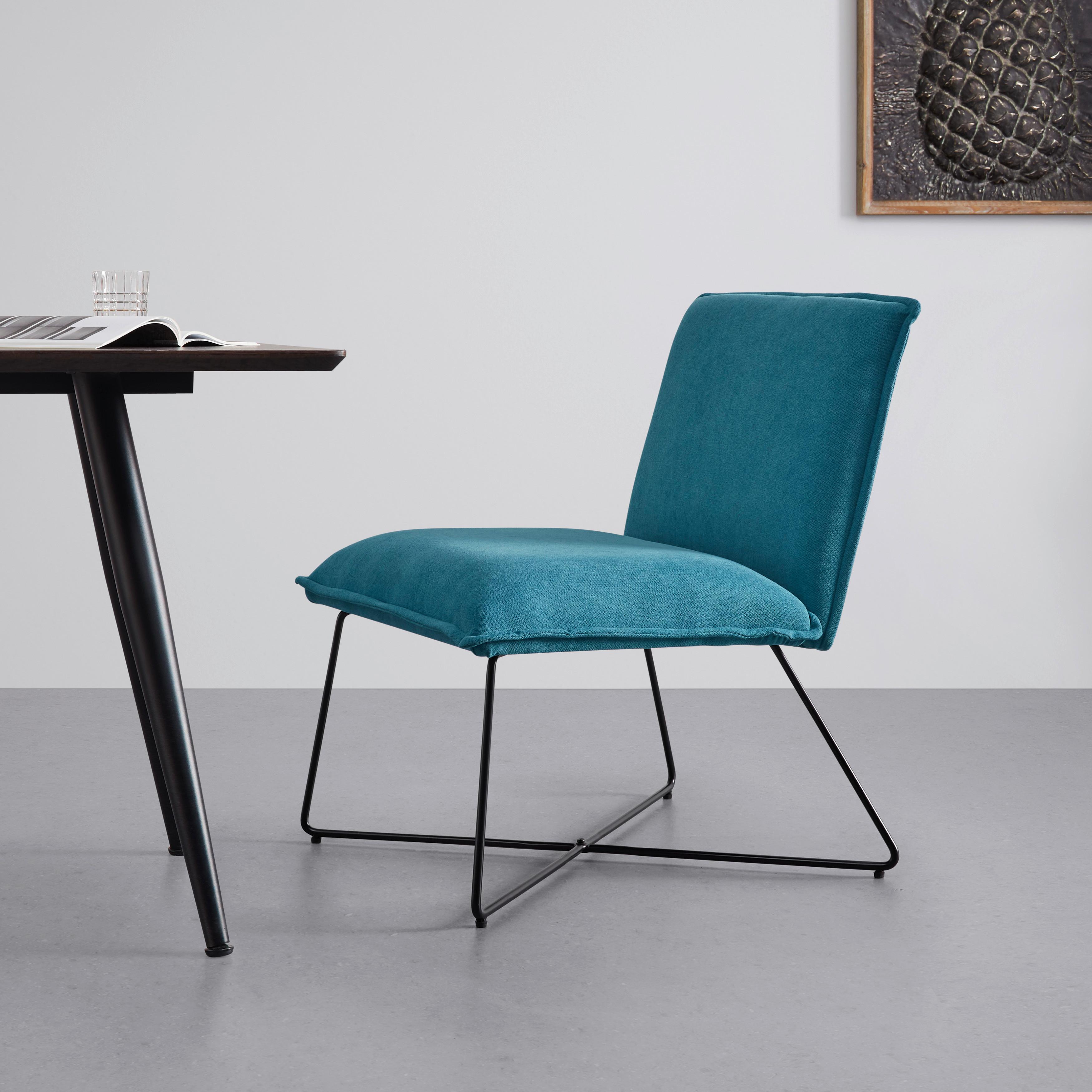 Kreslo FILIP tyrkis - tyrkysová, Modern, kov/drevo (63/82/69cm) - Bessagi Home