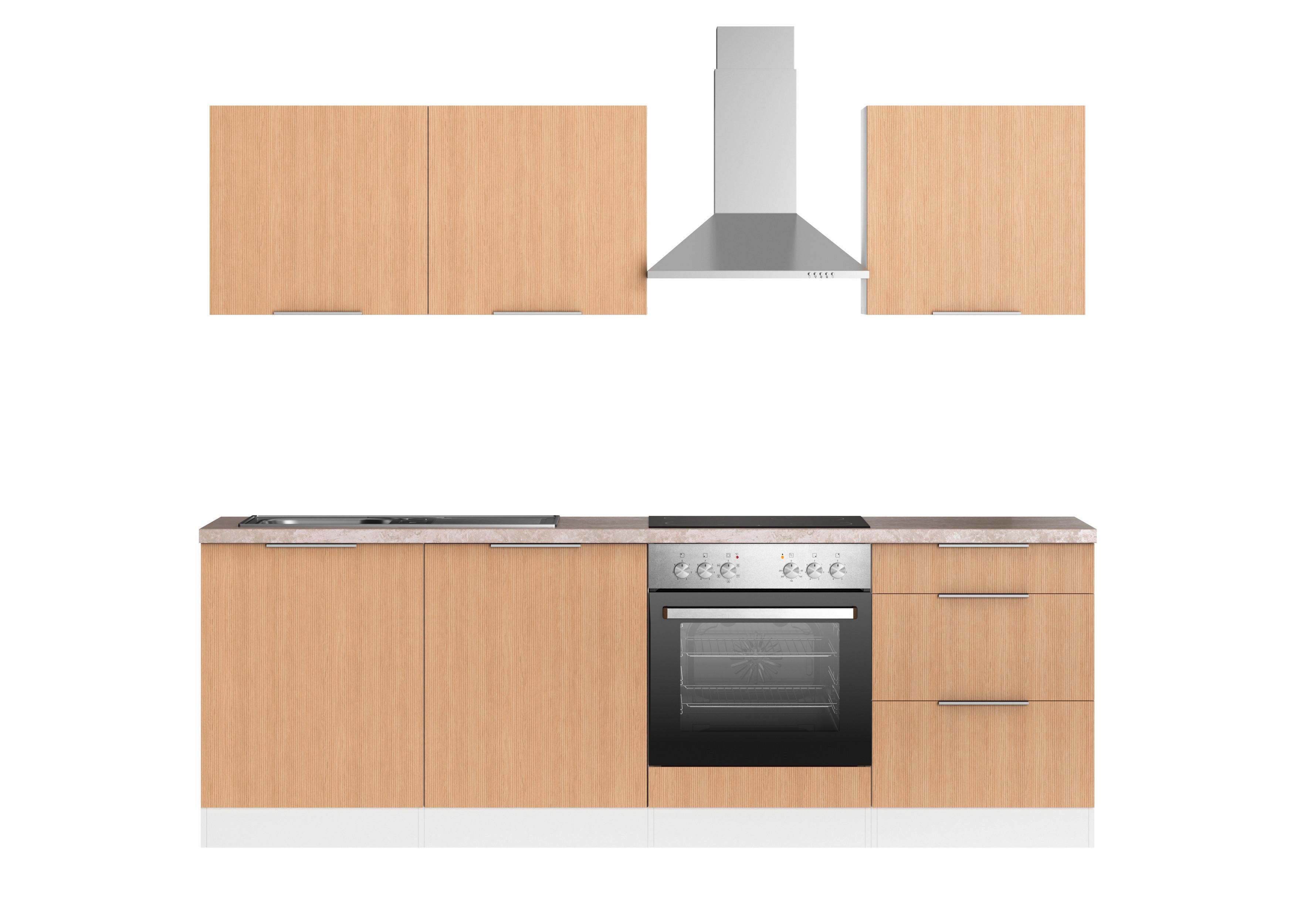 Küchenblock Glasgow Eichefarben/weiß B: 240 Cm - Eichefarben/Beige, LIFESTYLE, Holzwerkstoff (240cm) - Held