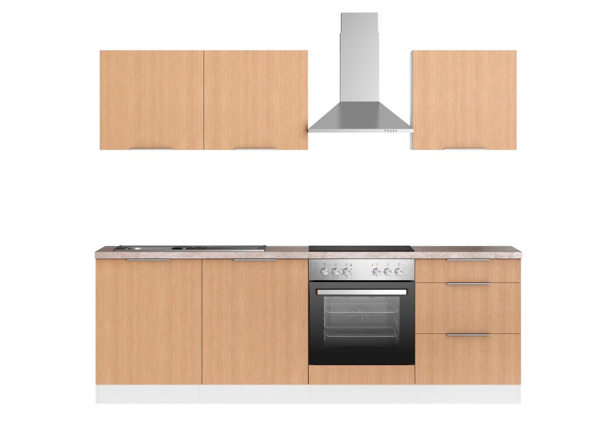 Küchenblock Glasgow Eichefarben/weiß B: 240 Cm - Eichefarben/Beige, LIFESTYLE, Holzwerkstoff (240cm) - Held