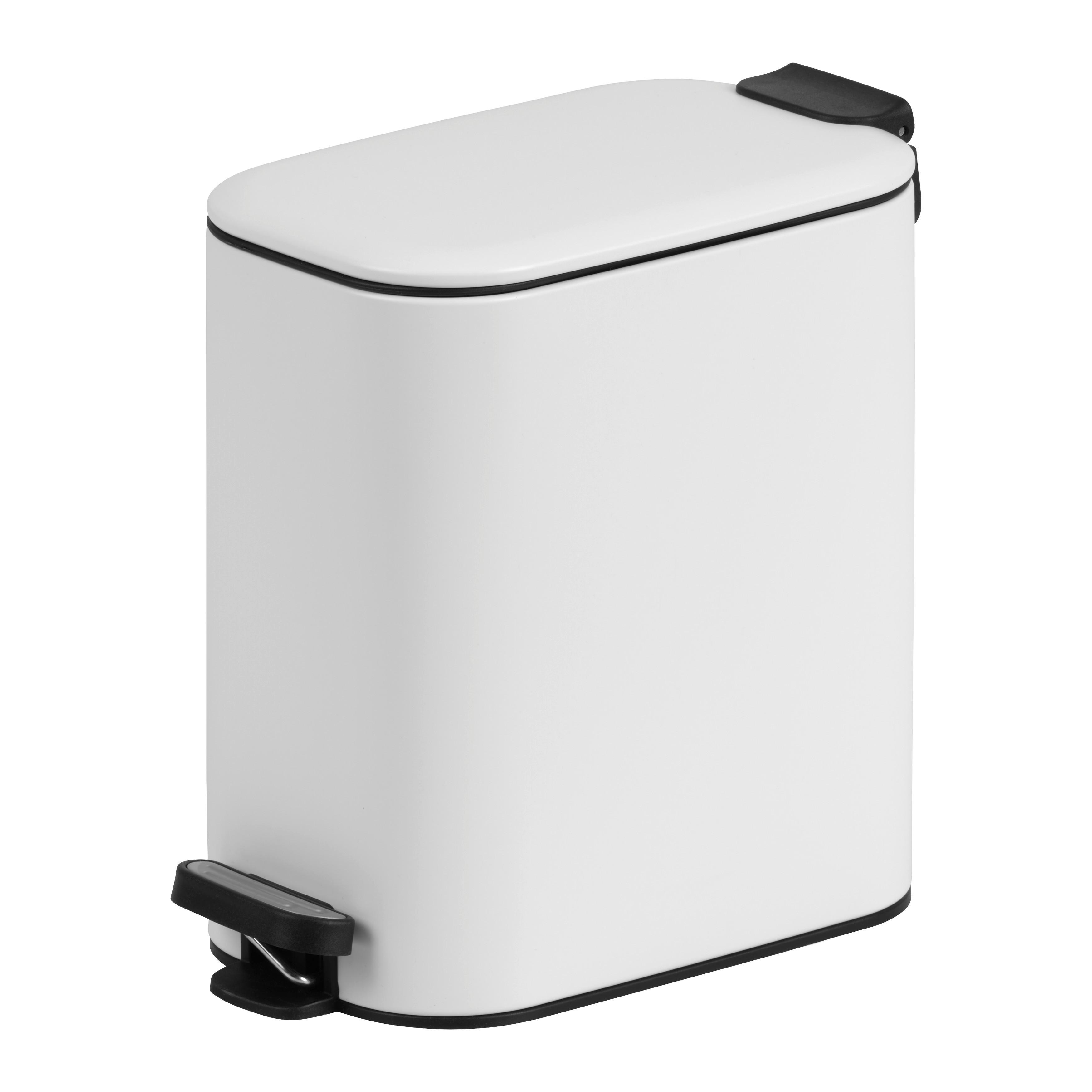 Koš s nášlapným pedálem biela 6L - bílá/černá, Moderní, kov/plast (15/28/26,9cm) - Mömax