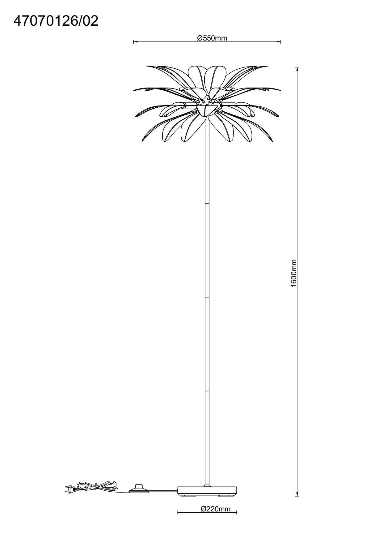 Stehleuchte Fedi - Schwarz/Grau, MODERN, Textil/Metall (55/160cm)