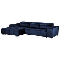 Ecksofa Mit Relaxfunktion Orion Kopfstütze Klappbar Dunkelblau - Silberfarben/Dunkelblau, KONVENTIONELL, Textil (186/307cm) - Livetastic