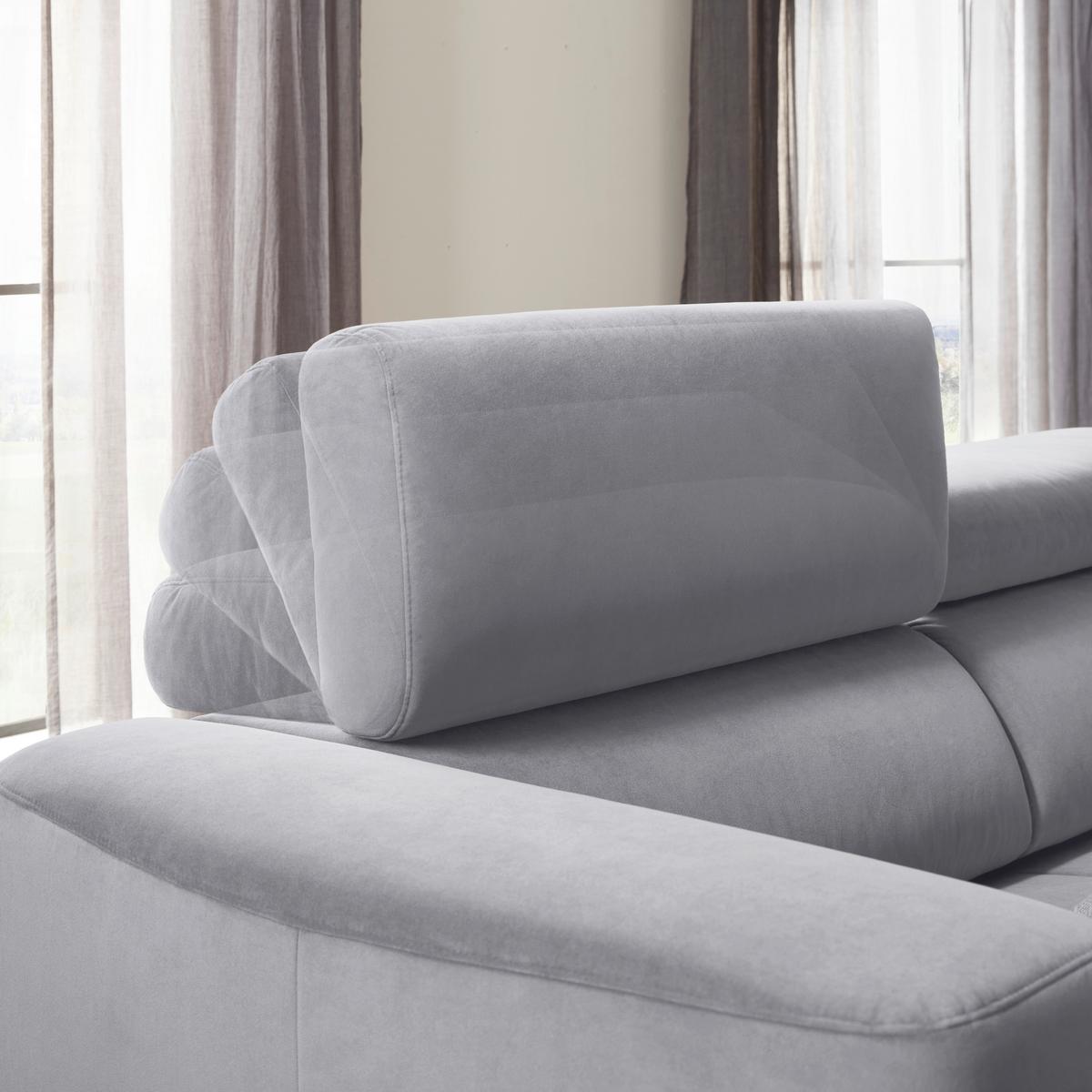 Rohová sedačka EMMA, pravá, šedobílá,op.hl.,USB,el.výsuv - černá/šedobílá, Moderní, textil (301/210cm) - Premium Living