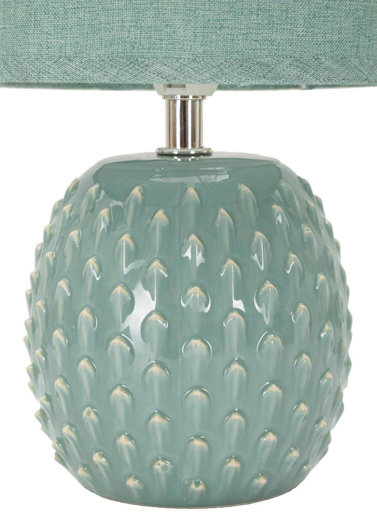 Tischleuchte Pontus Turquois Türkis B: 14 cm - Türkis, Basics, Keramik/Textil (14/27/14cm)