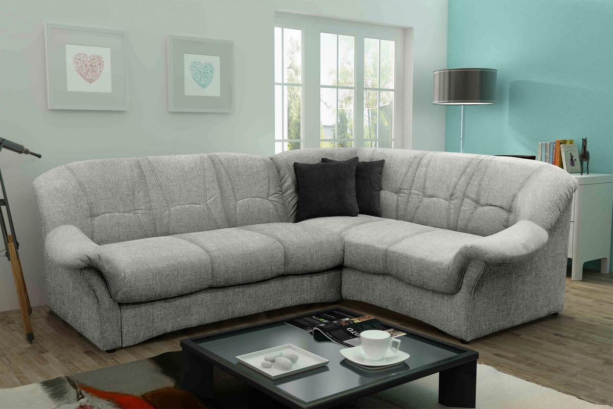 Ecksofa Papenburg Hellgrau - Hellgrau/Schwarz, KONVENTIONELL, Textil (243/192cm) - MID.YOU
