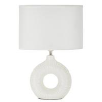 Tischleuchte Seta Weiß B: 28,5 cm - Weiß, Basics, Keramik/Textil (28.5/15/43cm)