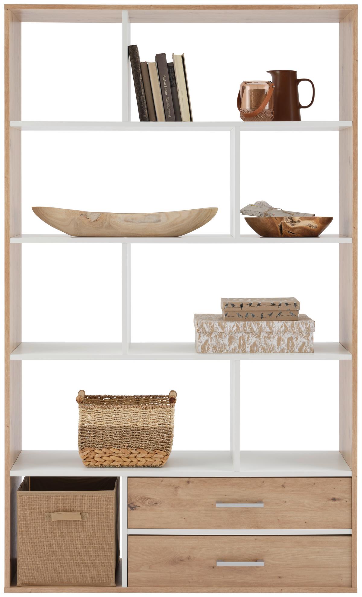 Regal Roberto 2 bílá/artisan dub - bílá/dub artisan, Trend, kompozitní dřevo/plast (110/184,6/32cm)