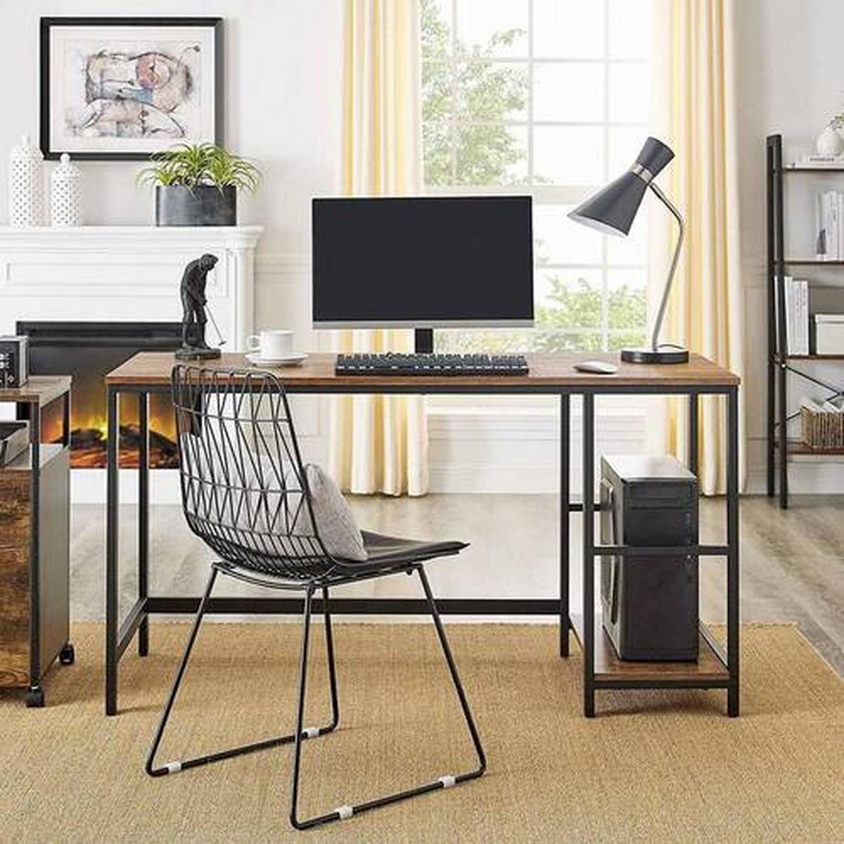 Písací stôl IRON - hnedá/čierna, Basics, kov/kompozitné drevo (140/60/75cm) - Boxxx