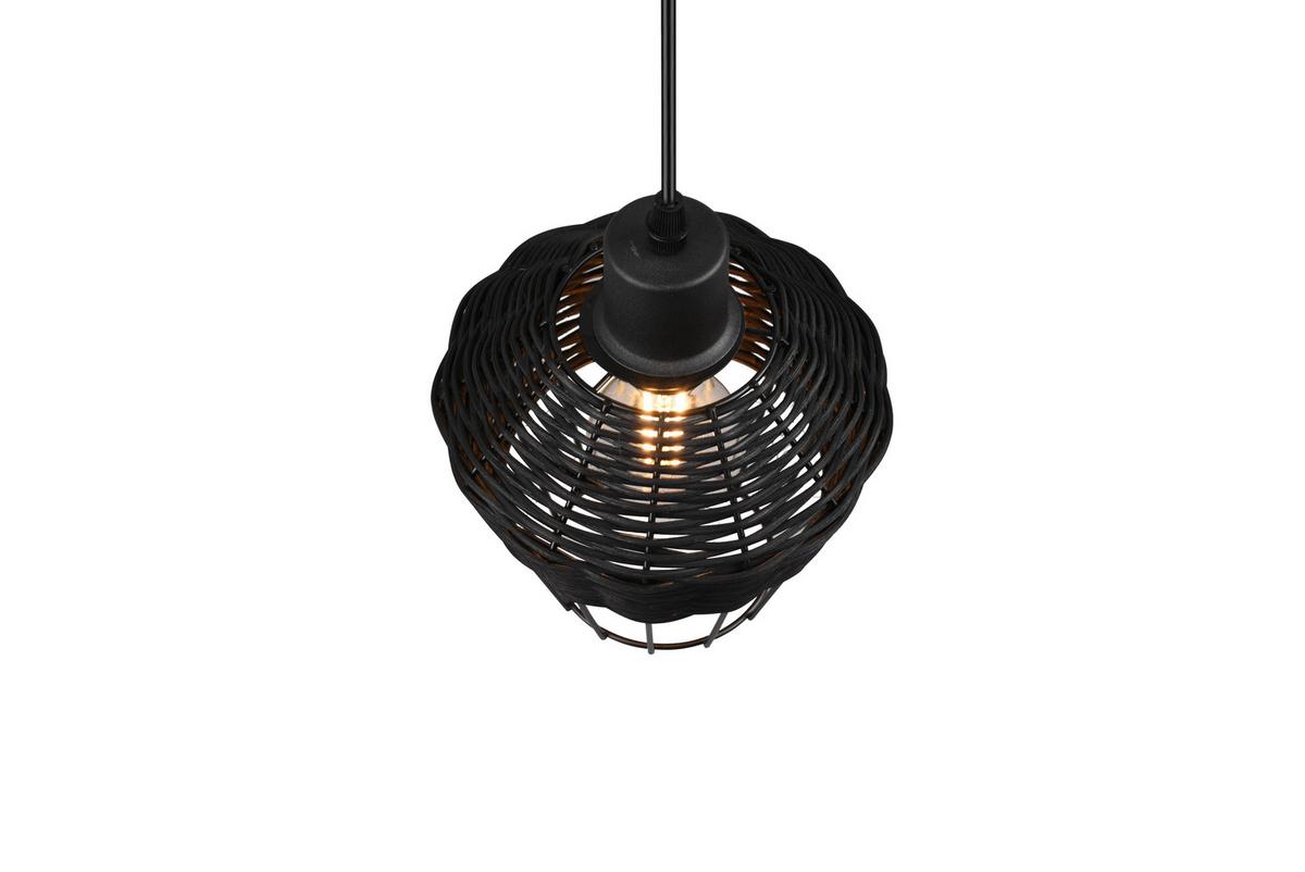 Hängeleuchte Borka H: 150 Cm 1-Flammig - Schwarz, ROMANTIK / LANDHAUS, Holz/Metall (17,5/150cm)
