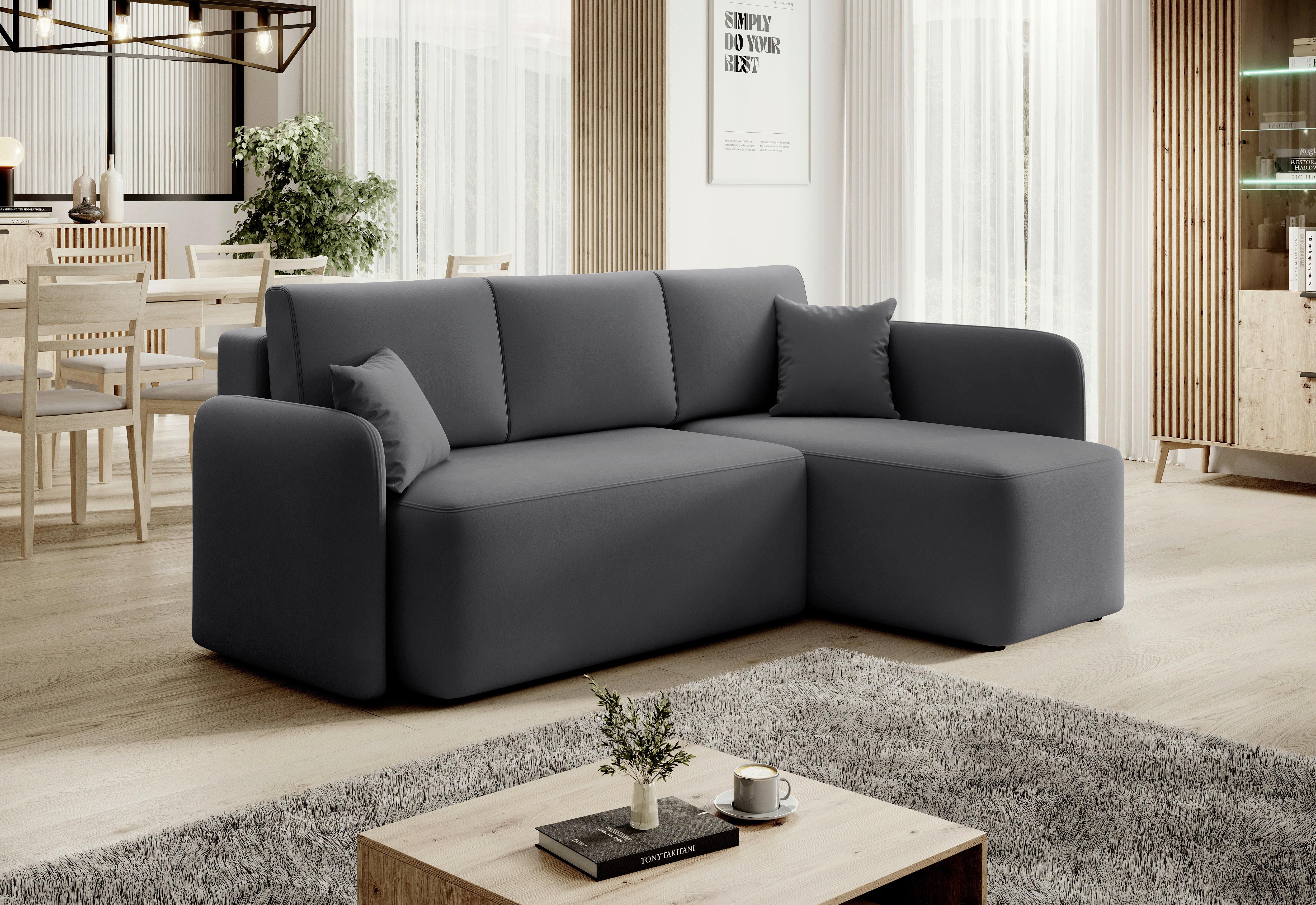 Ecksofa Hadson Grau S: 206x150 Cm - Schwarz/Grau, Design, Textil (206/150cm) - MID.YOU