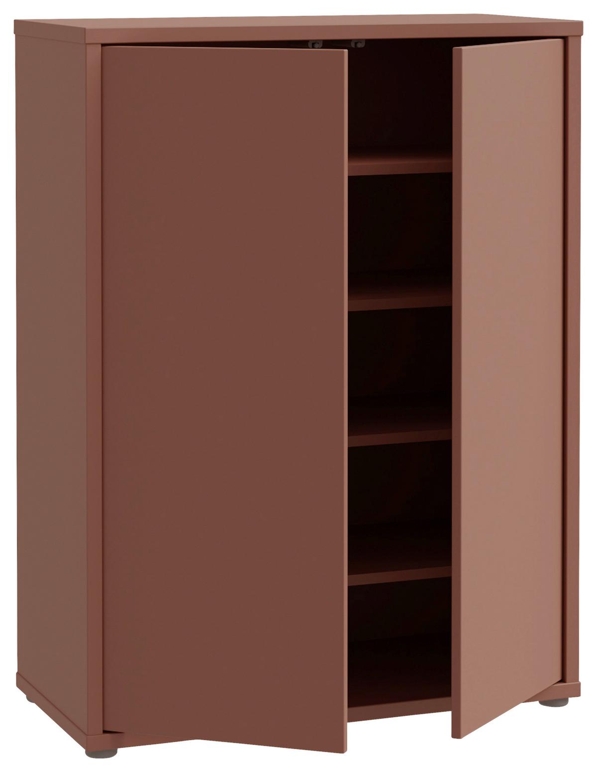Skriňa na topánky ALICE terracotta - sivá/terakotová, Modern, kompozitné drevo/plast (74,5/99,1/34,9cm)