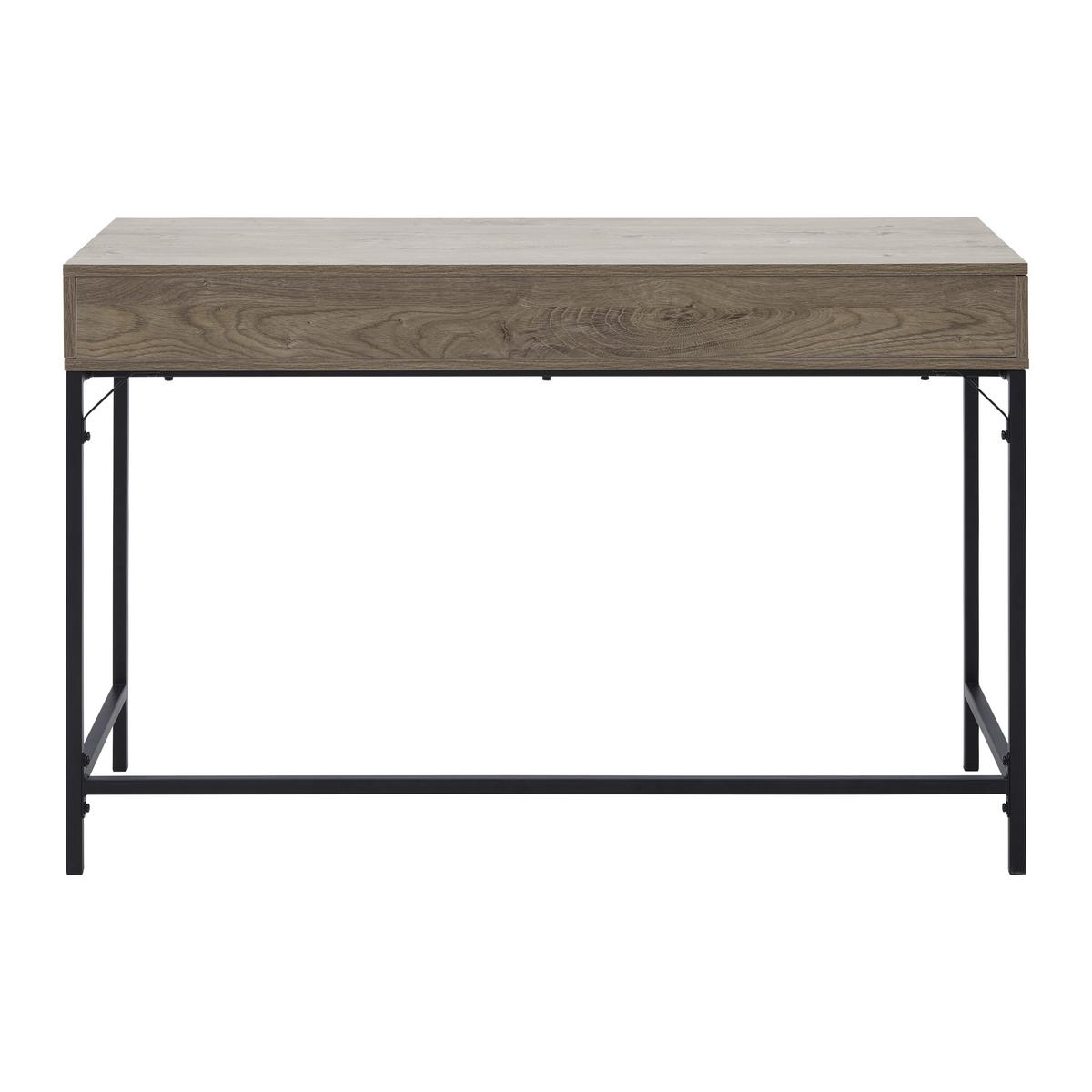 Písací stôl CARA 120x50 cm orech dekor - čierna/farba vlašského orecha, Modern, kov (120/50/76cm) - Bessagi Home