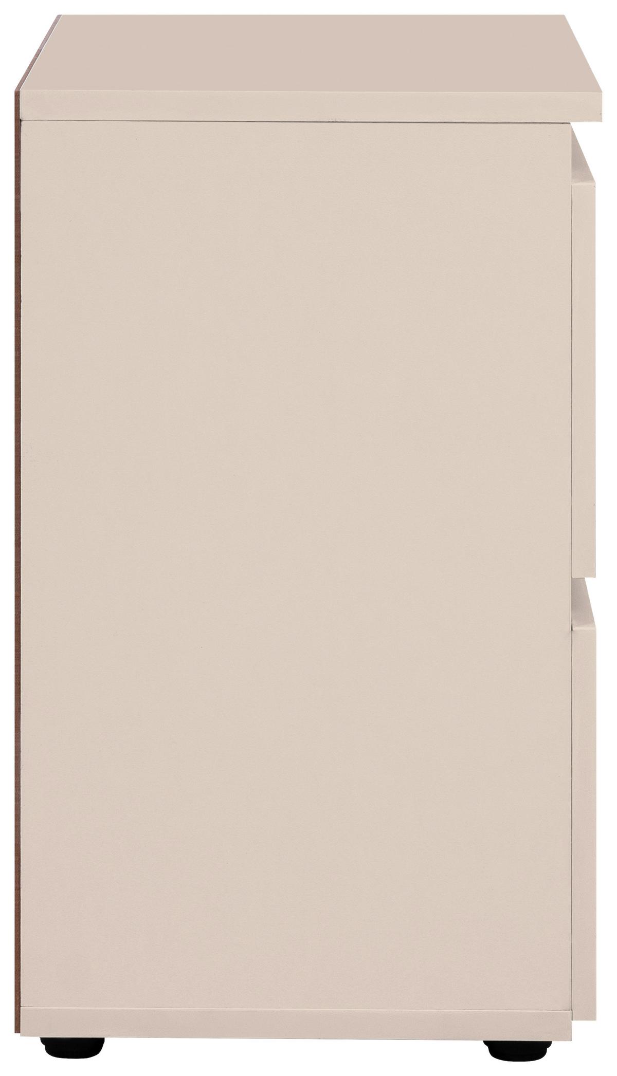 NACHTKÄSTCHEN NORSK  Beige Hochglanz H: 49cm - Beige/Schwarz, Basics, Holzwerkstoff (36/49/29cm)