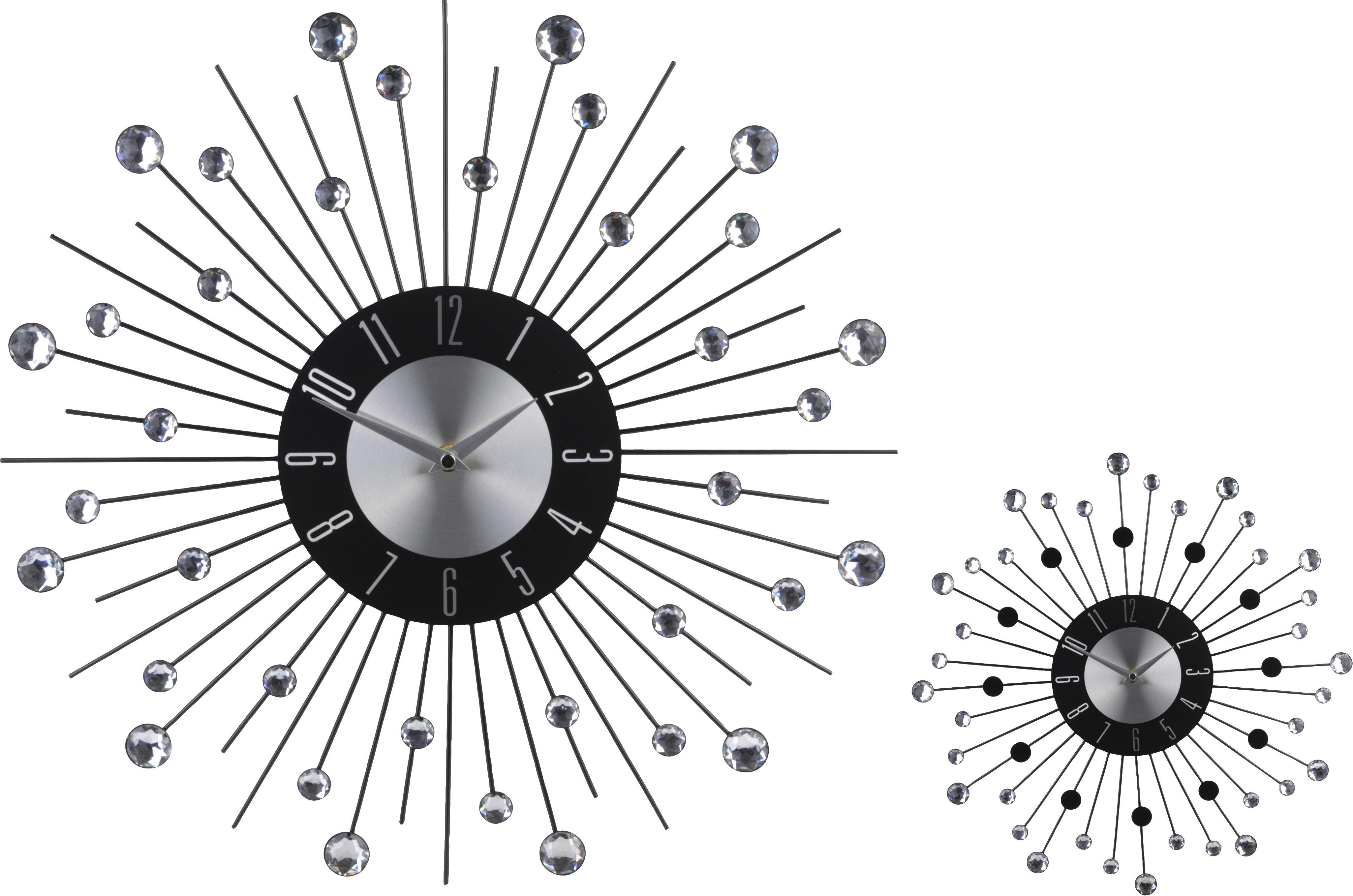 Falióra Agnes - Fekete/Ezüst, modern, Fém (43cm)