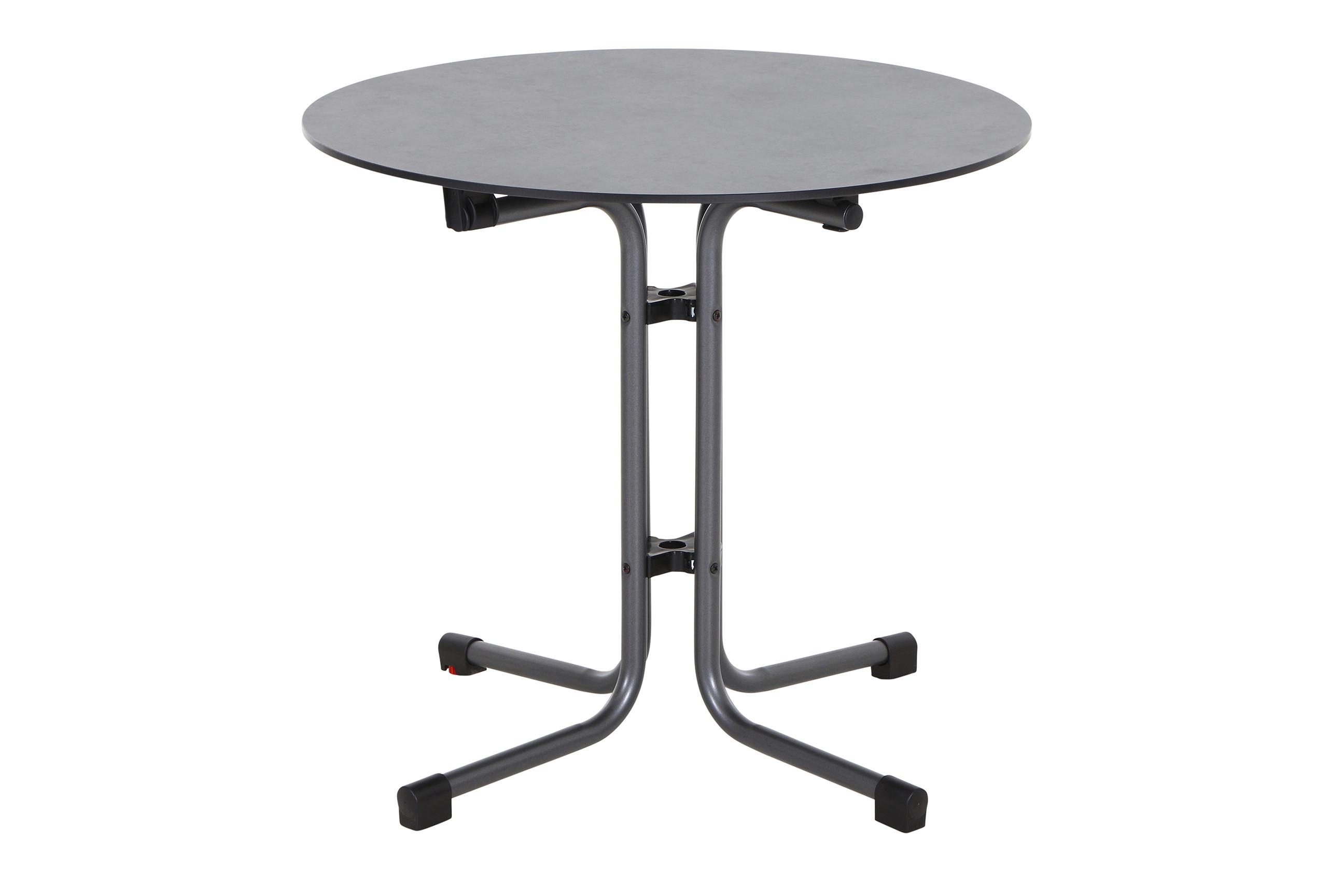 Gartentisch Klappbar Metall/holzwerkstoff ⌀ 80 Cm - Anthrazit, KONVENTIONELL, Holzwerkstoff/Kunststoff (80/71cm) - Siena Garden