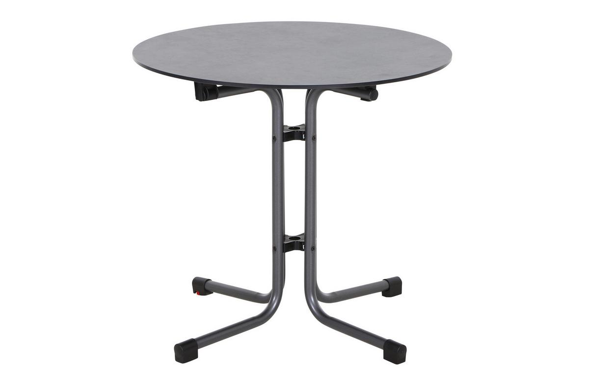 Gartentisch Klappbar Metall/holzwerkstoff ⌀ 80 Cm - Anthrazit, KONVENTIONELL, Holzwerkstoff/Kunststoff (80/71cm) - Siena Garden