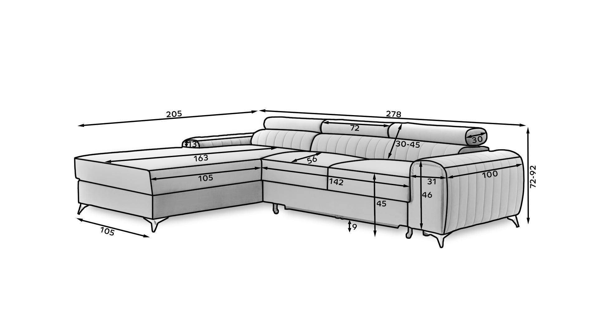 Ecksofa Grayson Beige S: 205x278 cm - Beige/Silberfarben, Design, Textil (205/278cm) - MID.YOU